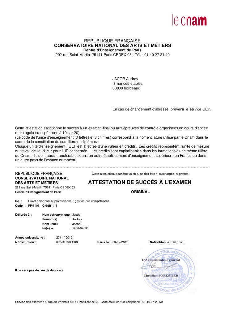 Attestation réussite gpec