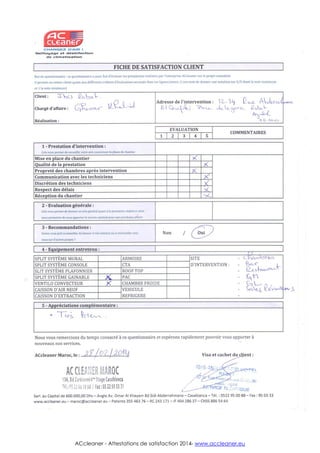 ACcleaner - Attestations de satisfaction 2014- www.accleaner.eu
 