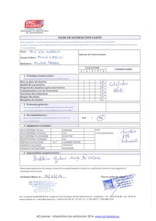 ACcleaner - Attestations de satisfaction 2014- www.accleaner.eu
 