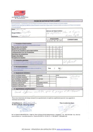 ACcleaner - Attestations de satisfaction 2014- www.accleaner.eu
 