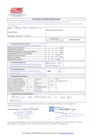 ACcleaner - Attestations de satisfaction 2014- www.accleaner.eu
 