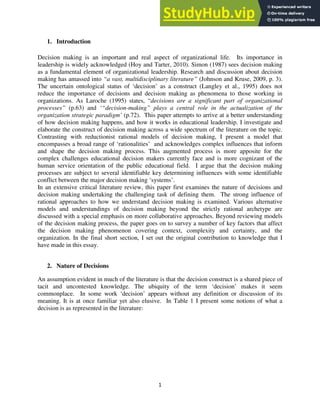 AT THE HEART Decision Making In Educational Leadership And Management | PDF