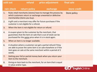 At the store exchange & refunds | PPTX