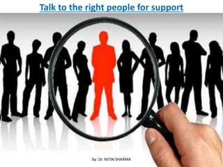 Talk to the right people for support
by: Dr. NITIN SHARMA
 
