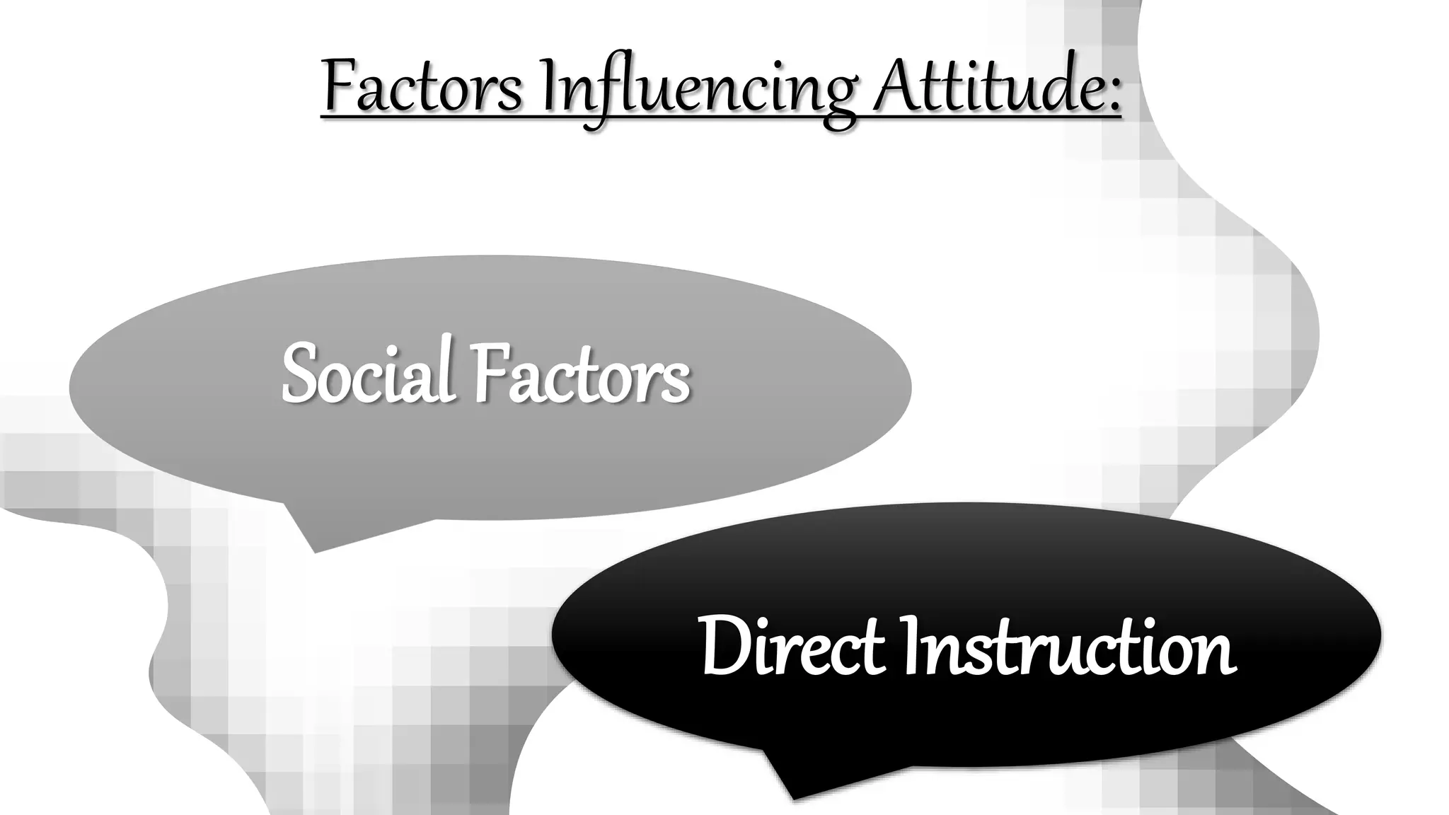 Factors Influencing Attitude:
Direct Instruction
Social Factors