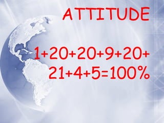 ATTITUDE 1+20+20+9+20+21+4+5=100% 