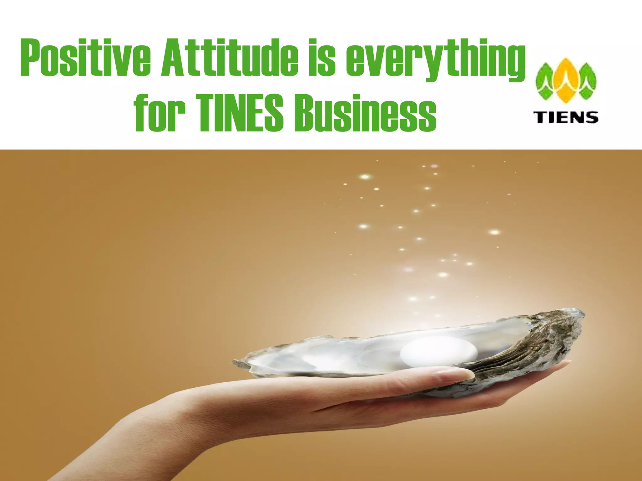 We can choose to be positive  Positive Attitude is everything for TINES Business 