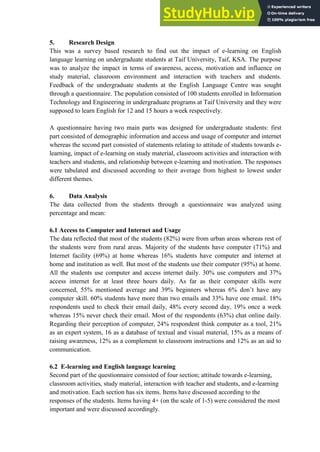 Attitude Of Students Towards E-Learning A Study Of English Language ...