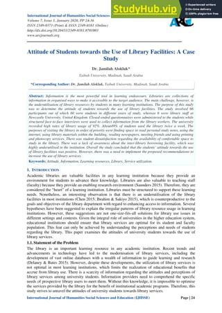 Attitude Of Students Towards The Use Of Library Facilities A Case Study ...