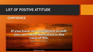 LIST OF POSITIVE ATTITUDE
CONFIDENCE
 