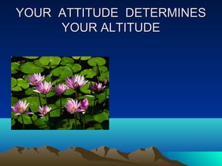 YOUR ATTITUDE DETERMINESYOUR ATTITUDE DETERMINES
YOUR ALTITUDEYOUR ALTITUDE