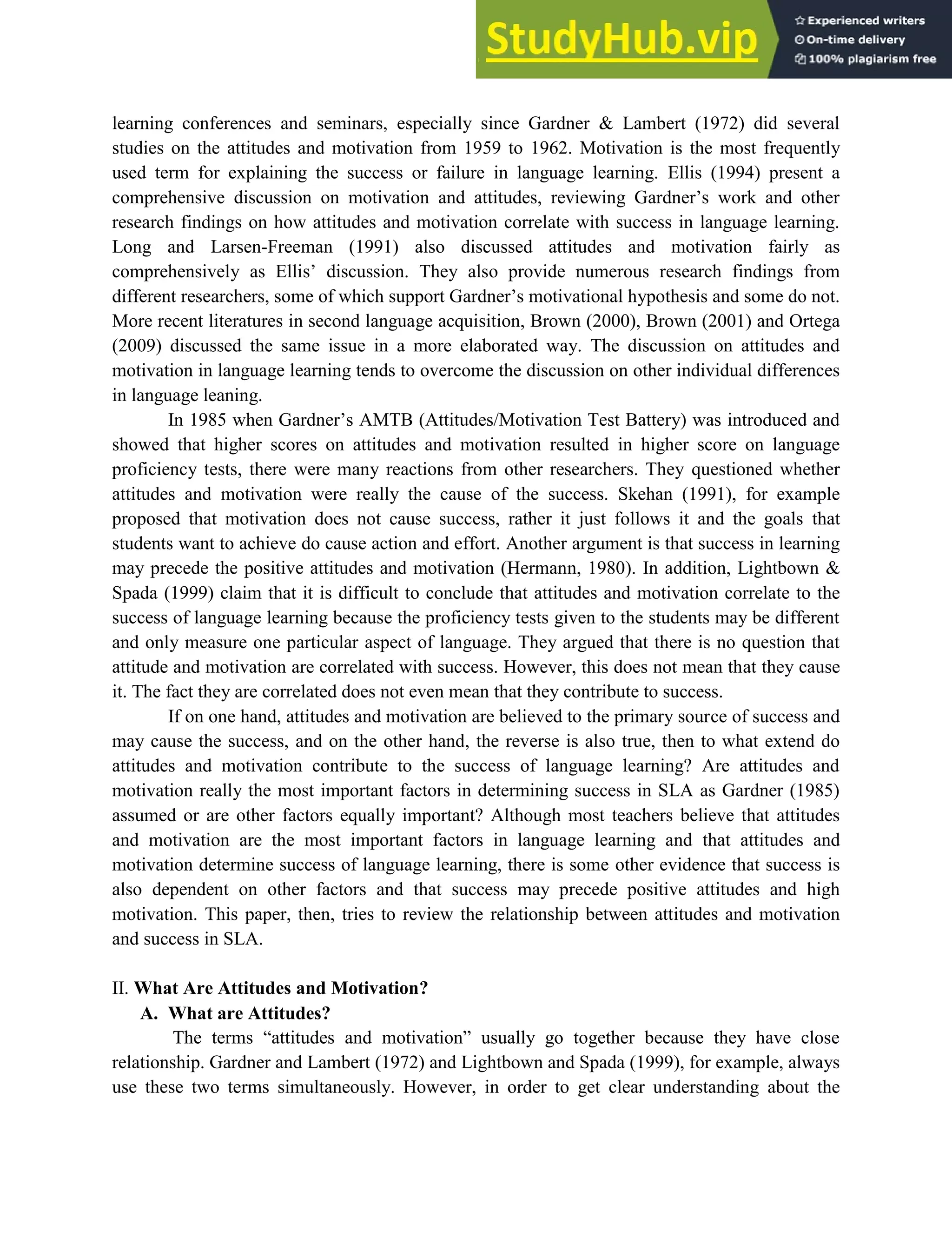 Attitudes And Motivation | PDF