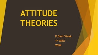 ATTITUDE
THEORIES
R.Sam Vivek
1st MBA
WSM