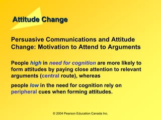 © 2004 Pearson Education Canada Inc.
Attitude Change
Persuasive Communications and Attitude
Change: Motivation to Attend t...