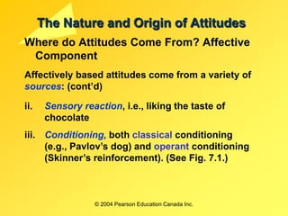 © 2004 Pearson Education Canada Inc.
The Nature and Origin of Attitudes
Where do Attitudes Come From? Affective
Component
...