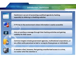 Introduction: Hacktivism
 