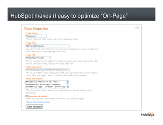 HubSpot makes it easy to optimize “On-Page”
 
