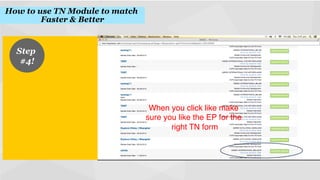How to use TN Module to match
Faster & Better
!

Step
#4!
!

When you click like make
sure you like the EP for the
right TN form
!

 