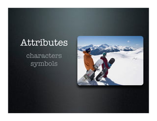 Attributes
characters
symbols