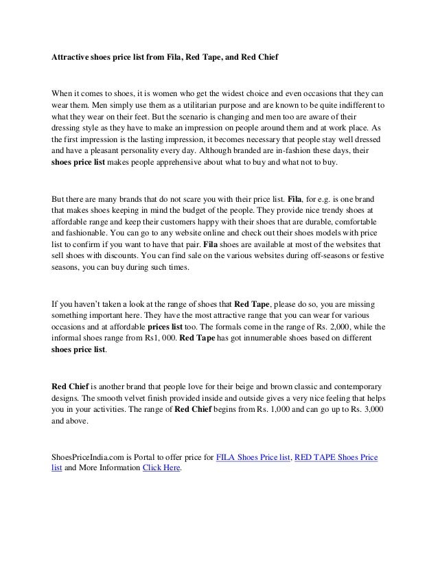 fila red shoes price