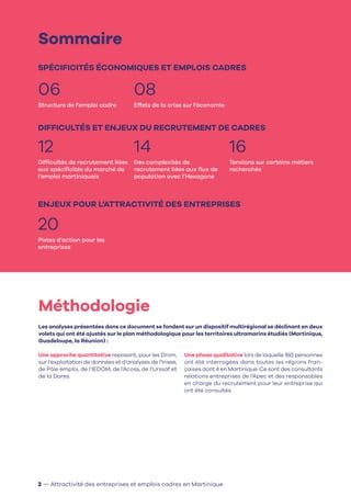 2 — Attractivité des entreprises et emplois cadres en Martinique
Sommaire
Méthodologie
Une approche quantitative reposant,...