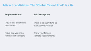 Attract candidates: The "Global Talent Pool" is a lie
Employer Brand Job Description
There is no such thing as
over-commun...