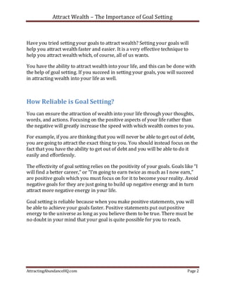 Steps to acquire considerable personal wealth goal setting