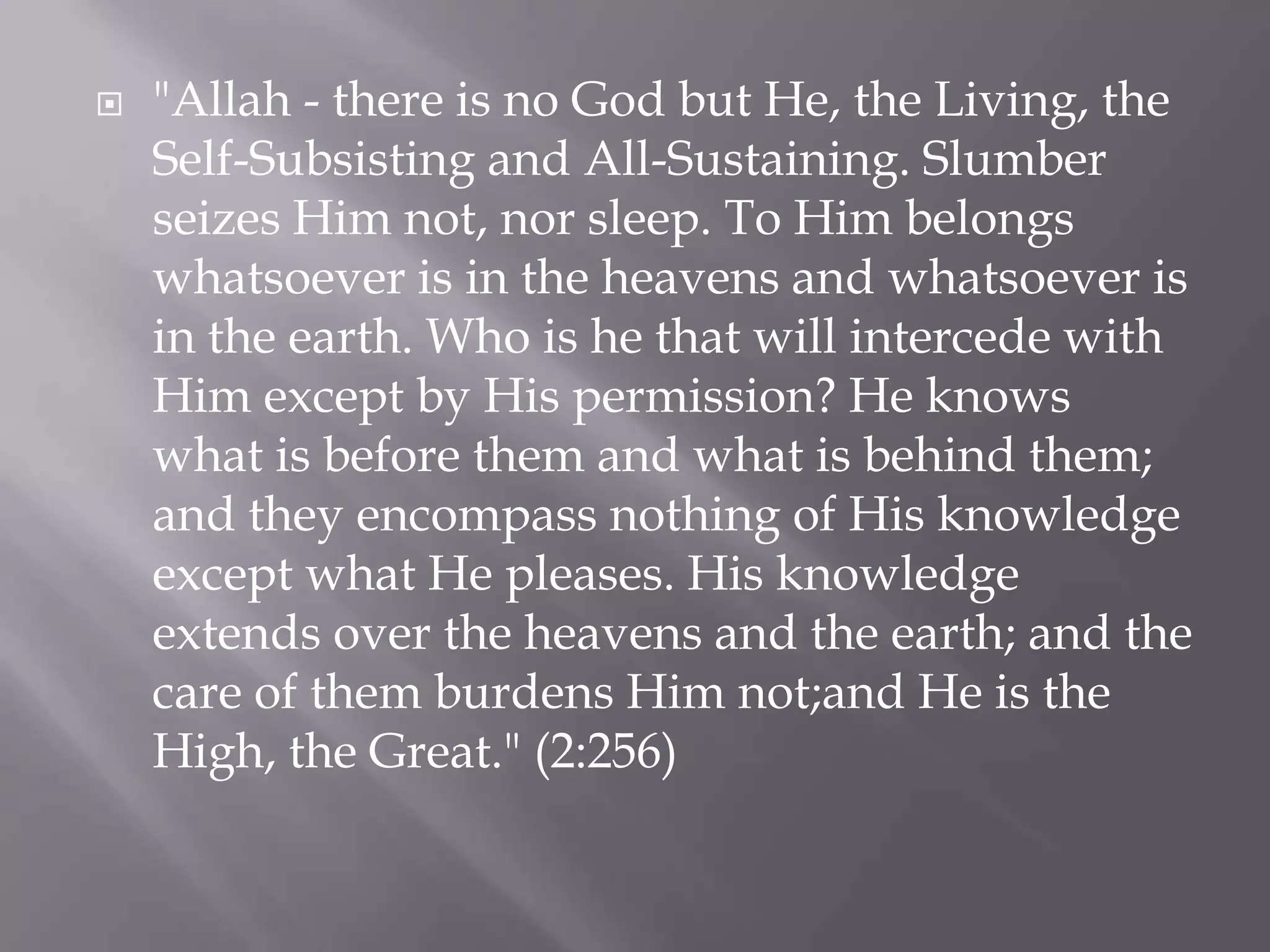 Attributes of allah ppt
