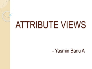 ATTRIBUTE VIEWS
- Yasmin Banu A
 