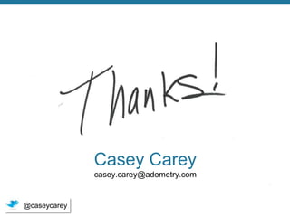 Casey Carey
casey.carey@adometry.com

@caseycarey
© 2014 Adometry, Inc. All rights reserved.

34

 