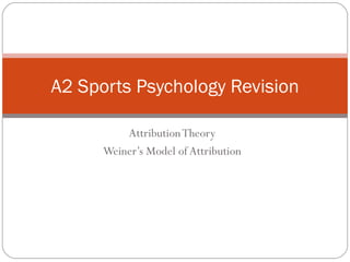 Attribution Theory Weiner’s Model of Attribution A2 Sports Psychology Revision 