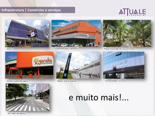 Infraestrutura | Comércios e serviços
e muito mais!...
Senac Supermercado Yamauchi Praça Visconde de Souza Fontes
Av. Paes de Barros
Metrô Vila PrudenteSonda Supermercados Universidade Uninove
 