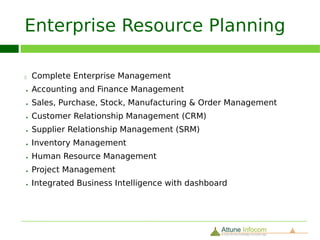 Enterprise with Open Source
9
    Portal Development             Virtualization & Cloud
     Liferay                        Vmware
                                    Rackspace
    Content Management System       AWS
     Alfresco
     Joomla
     Drupal                        Mobile Development
     Wordpress                      Iphone
     TYPO3                          Android

    E-Commerce Solution
     Magento                       SOA, BPM & ESB
     Oscommerce                     JBoss
     Zencart                        Mule
     Interspire                     Atlassian
                                    Bonitasoft
    Learning Management Solution    Fiorano
     Moodle                         Centrasite
 