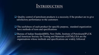 quality control of petroleum products