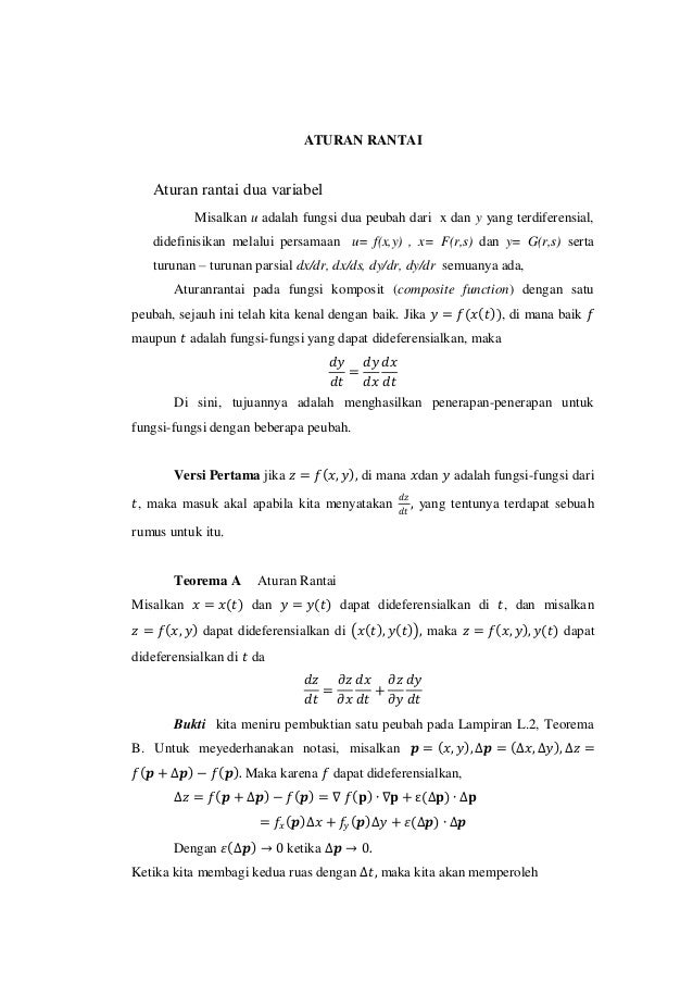 Aturan Rantai 2 Variable