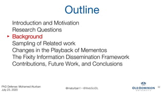 Outline
Introduction and Motivation
Research Questions
Background
Sampling of Related work
Changes in the Playback of Meme...