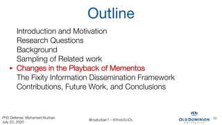 Outline
Introduction and Motivation
Research Questions
Background
Sampling of Related work
Changes in the Playback of Meme...