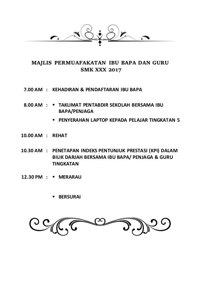 Aturcara Majlis Permuafakatan Ibu Bapa