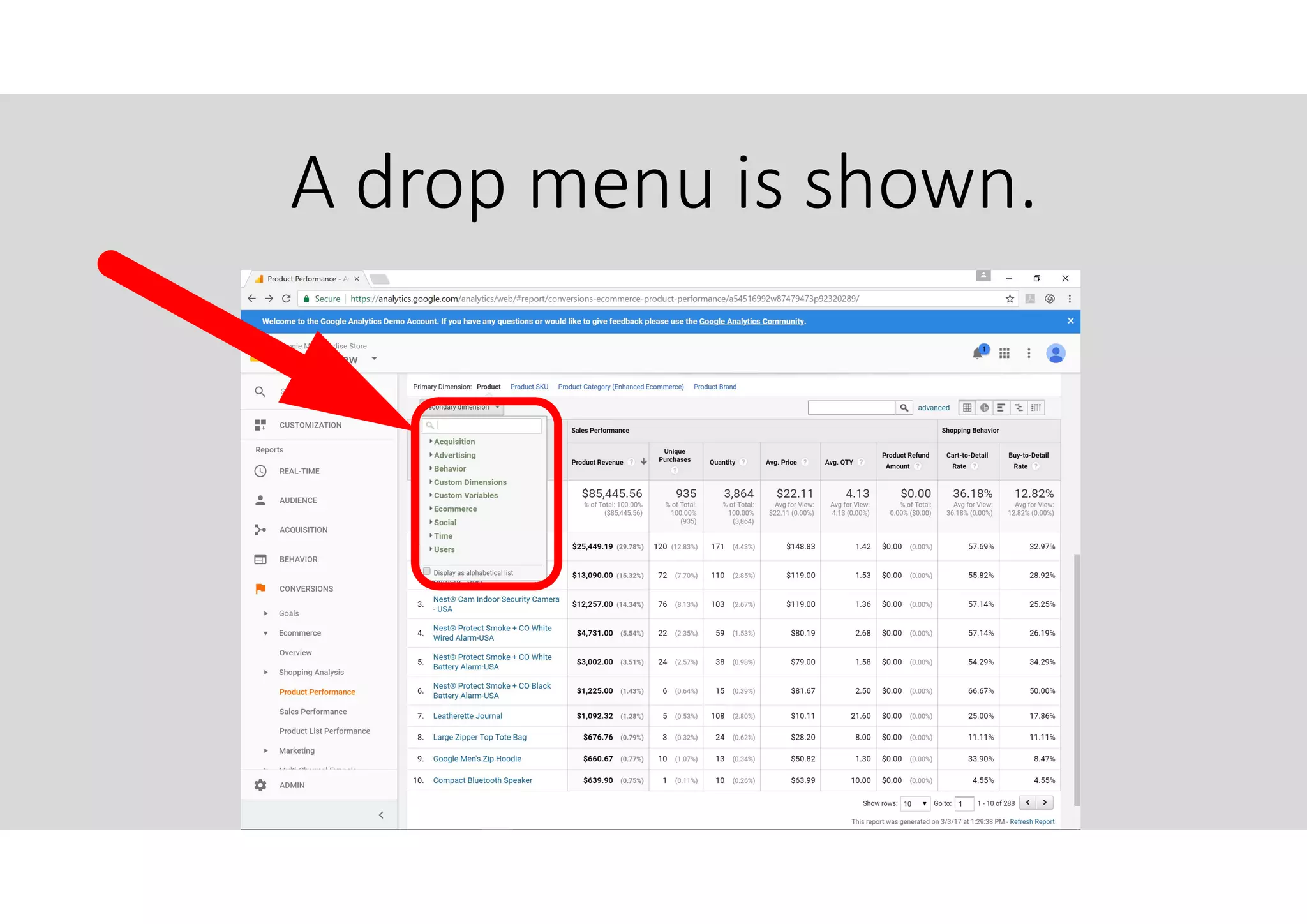 A drop menu is shown.
 