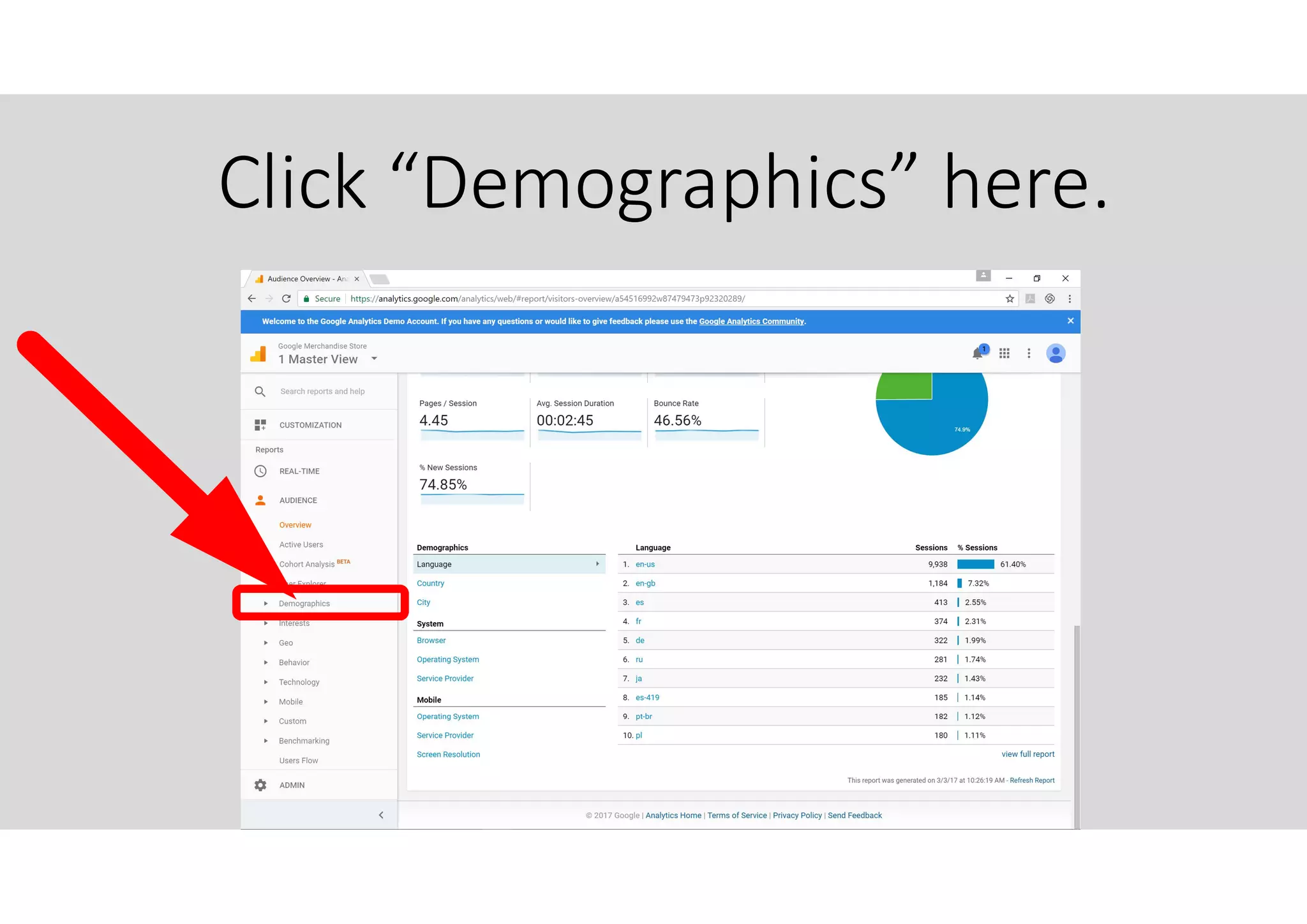 Click “Demographics” here.
 