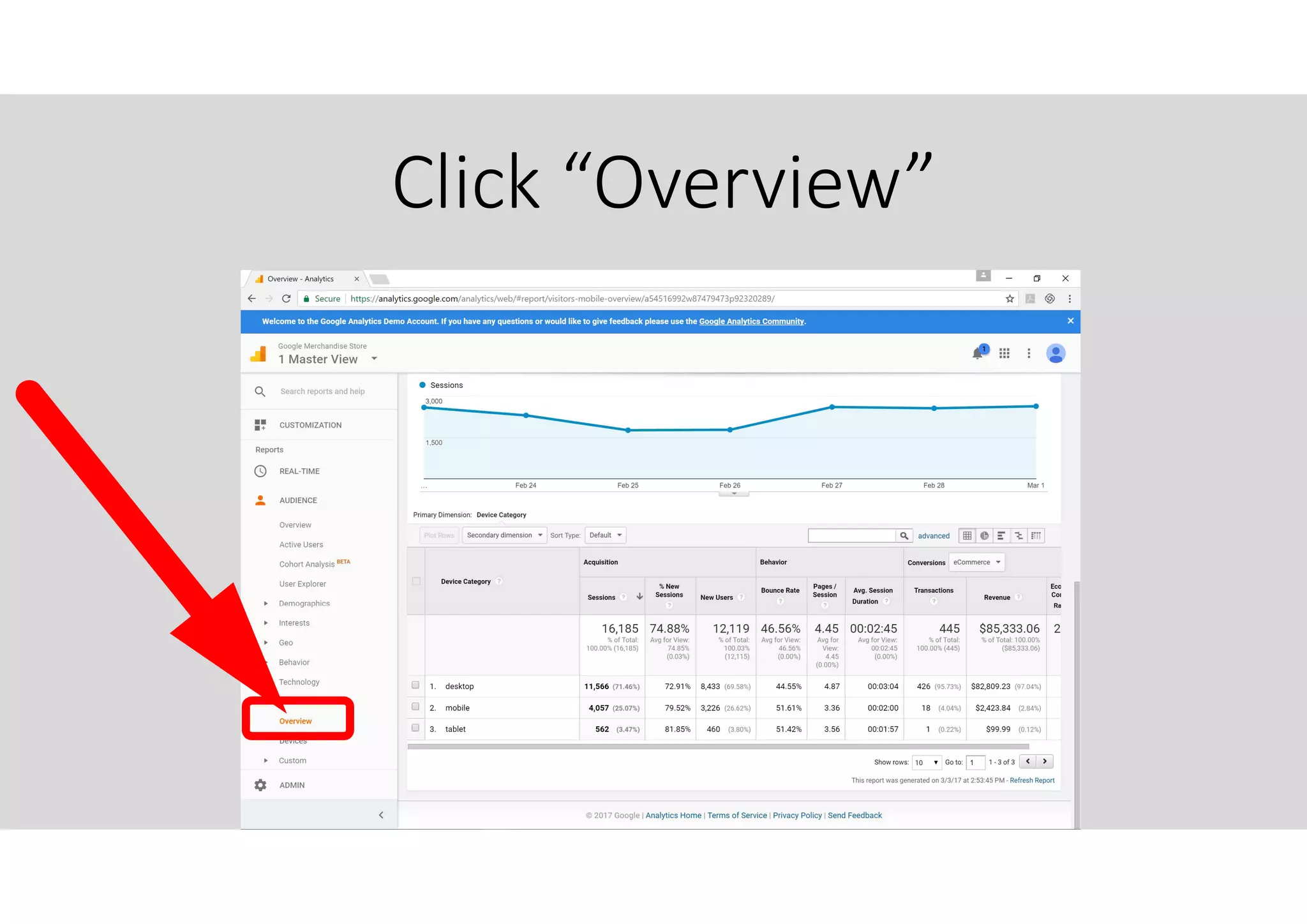 Click “Overview”
 