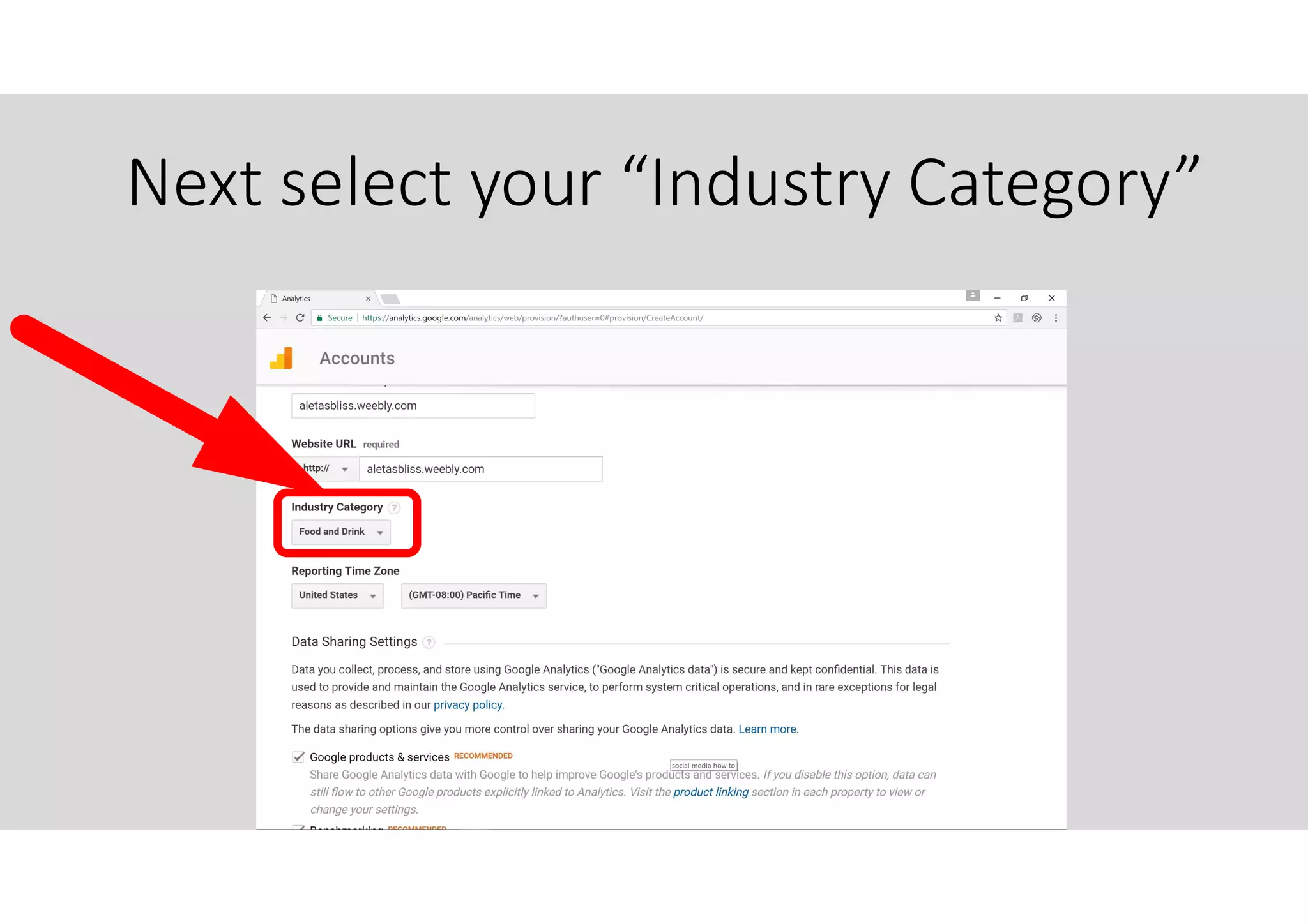 Next select your “Industry Category”
 