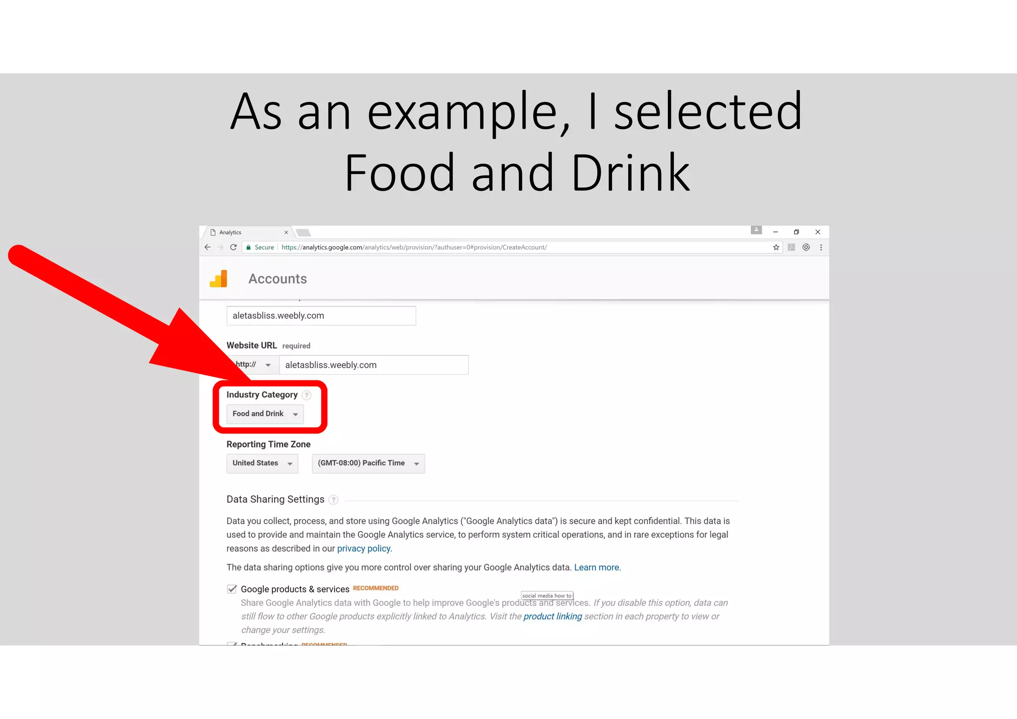 As an example, I selected
Food and Drink
 