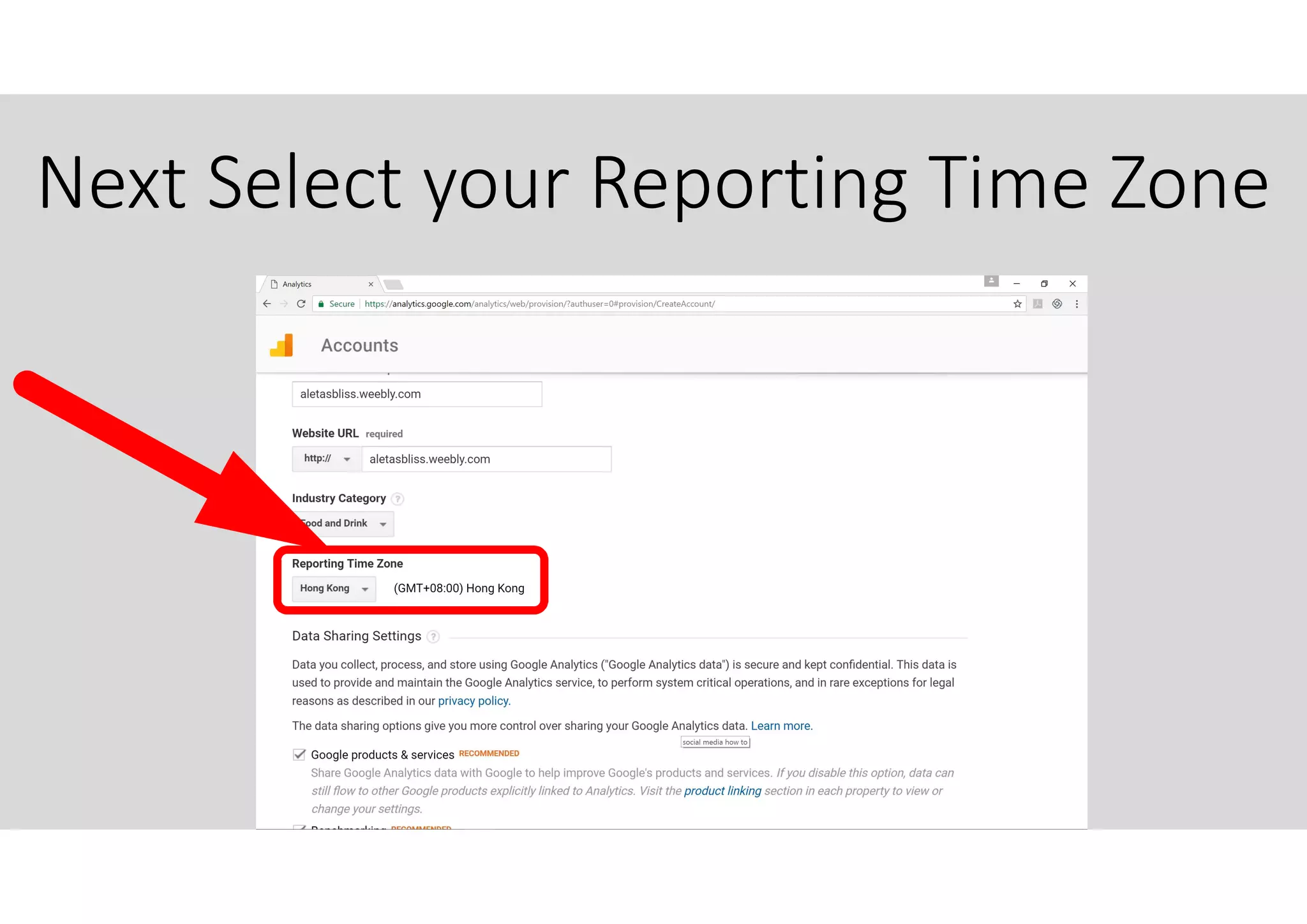 Next Select your Reporting Time Zone
 