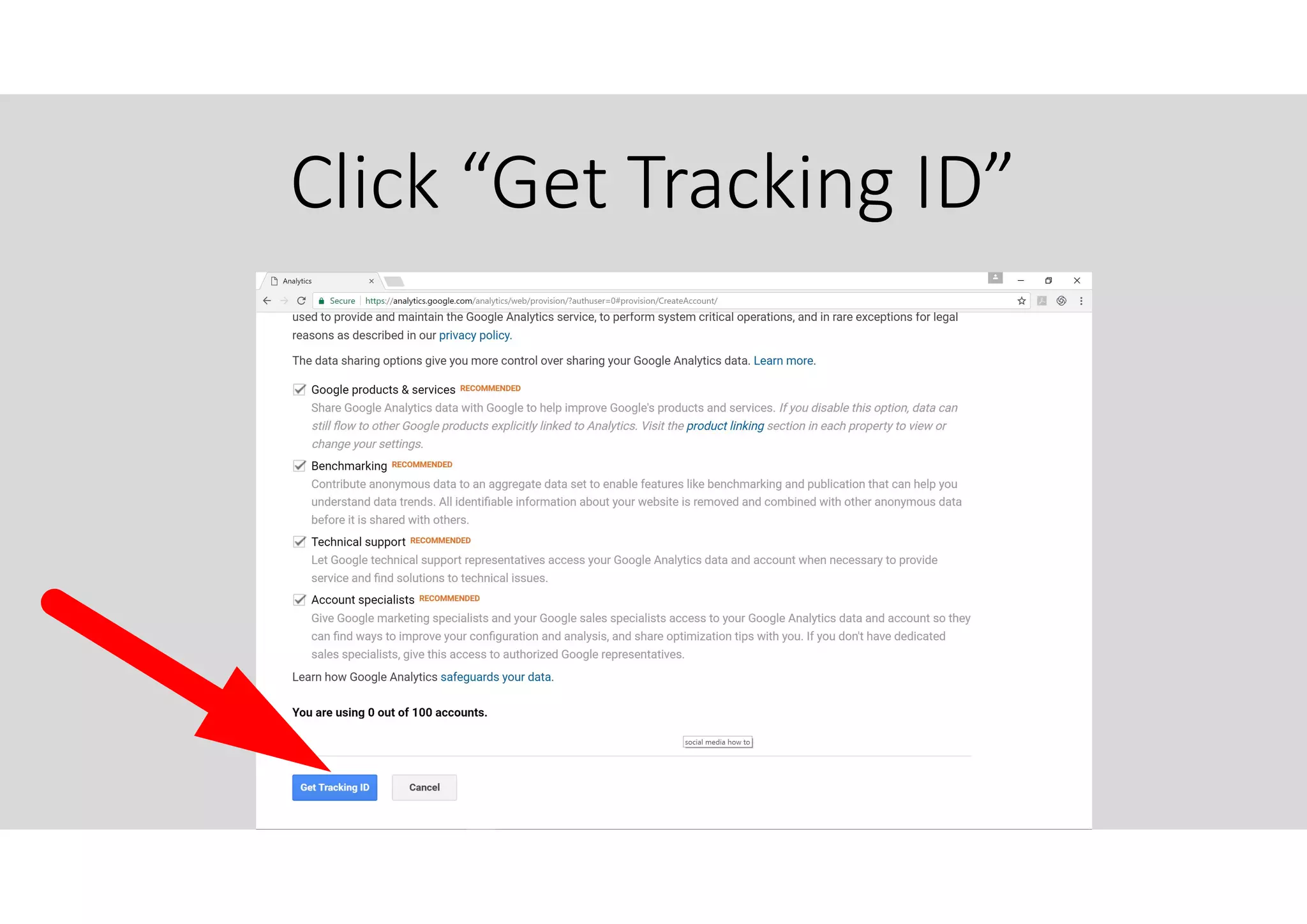 Click “Get Tracking ID”
 