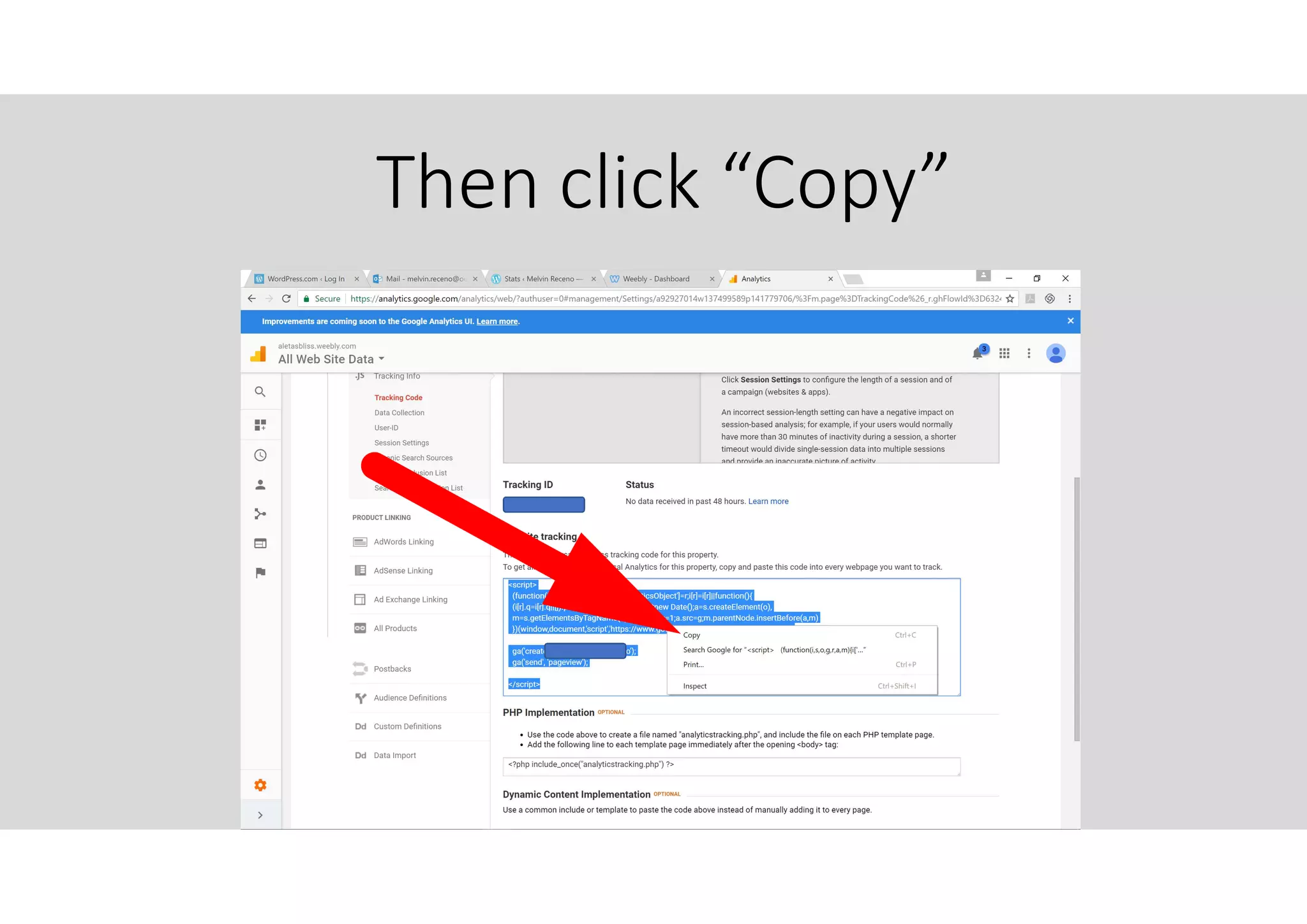 Then click “Copy”
 