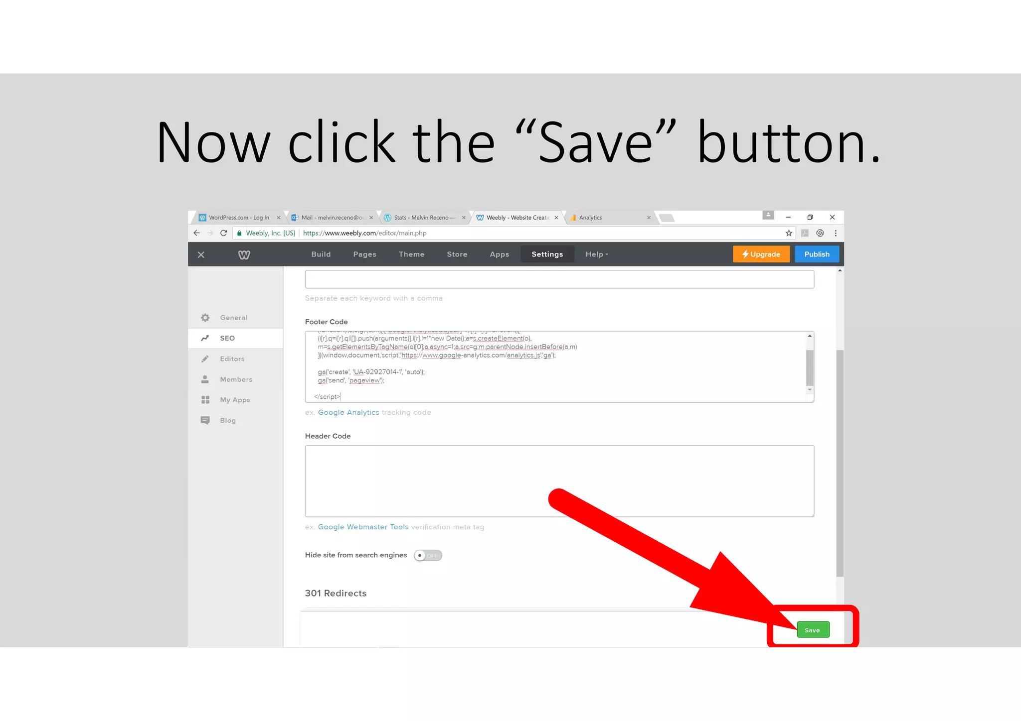 Now click the “Save” button.
 
