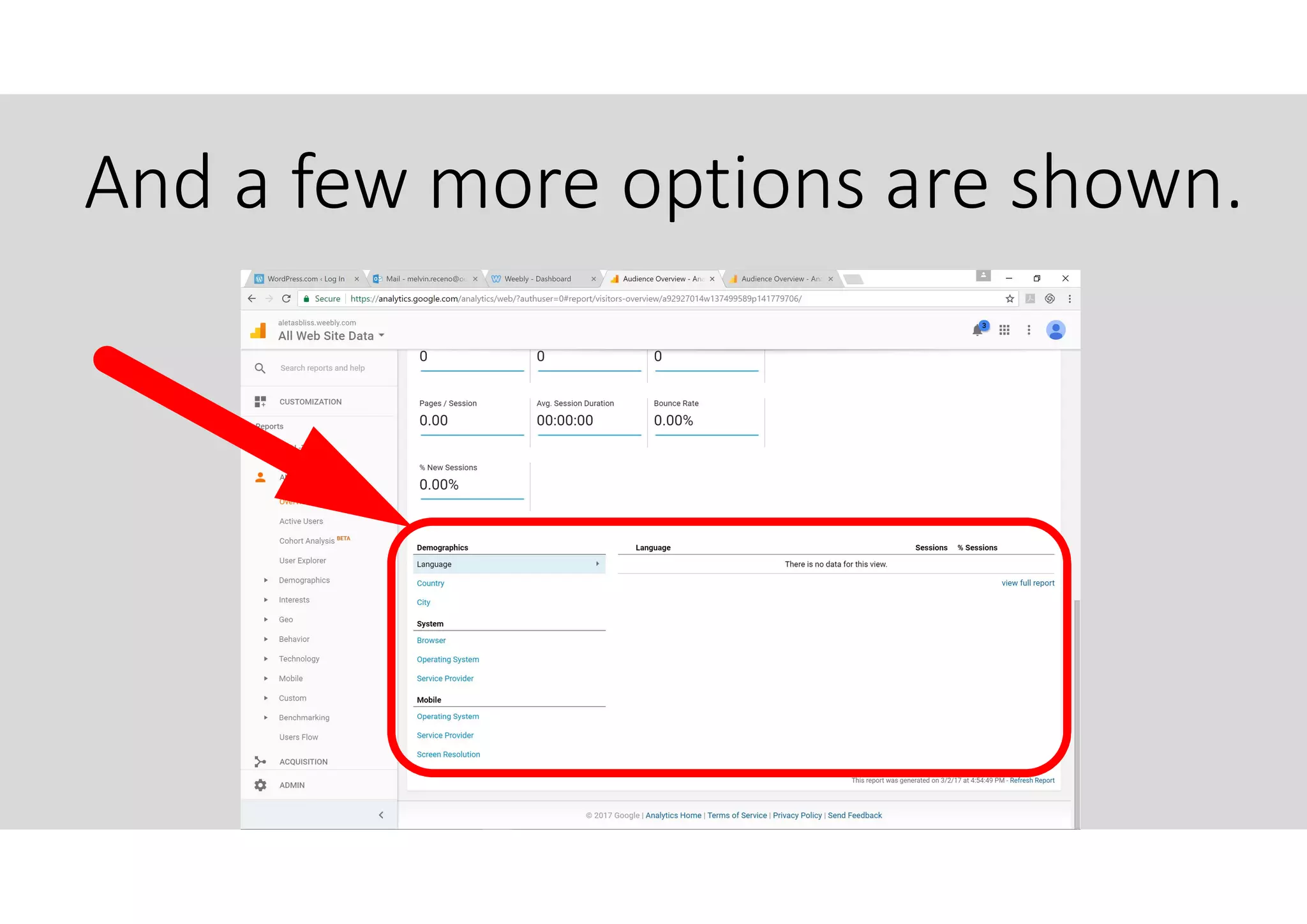 And a few more options are shown.
 