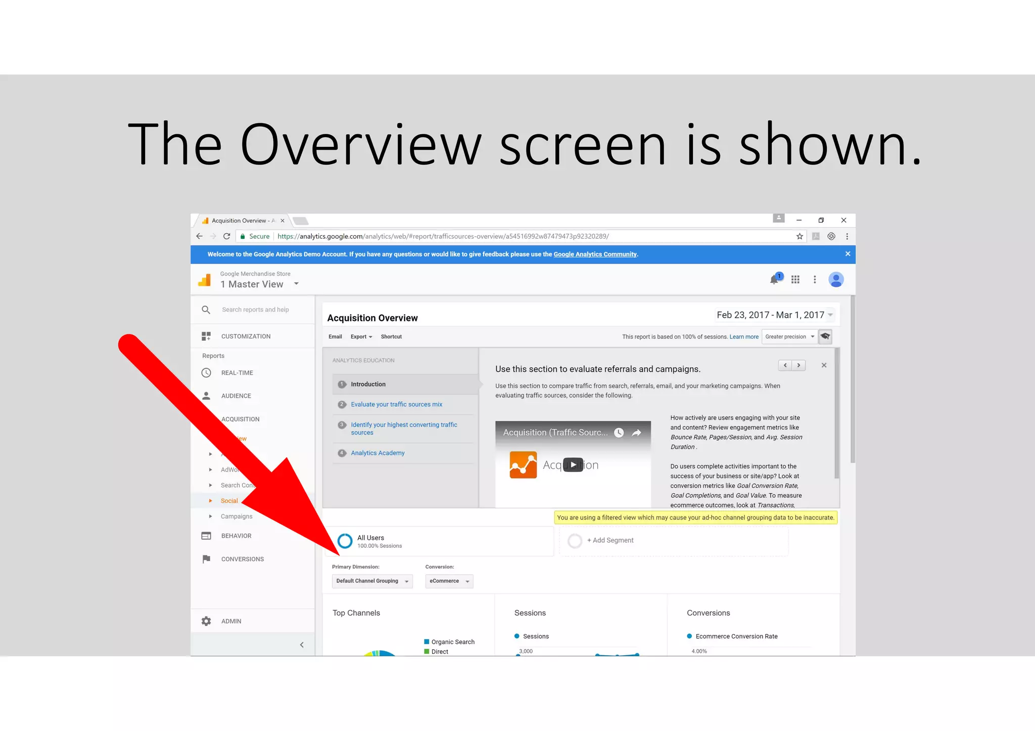 The Overview screen is shown.
 