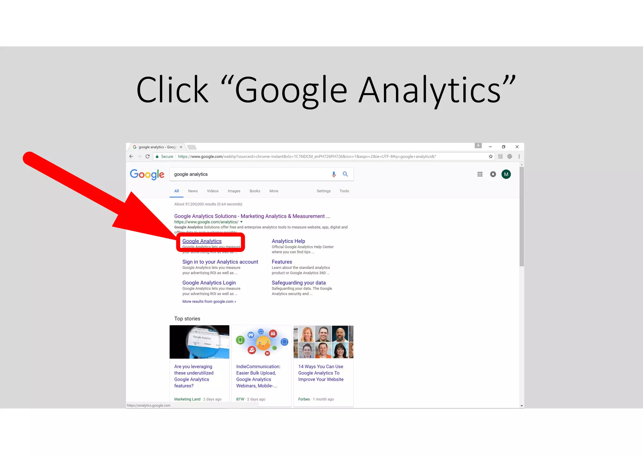Click “Google Analytics”
 